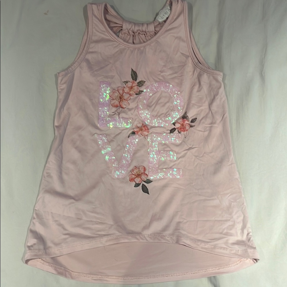 Floral Love Tank Top - Pink- Girls